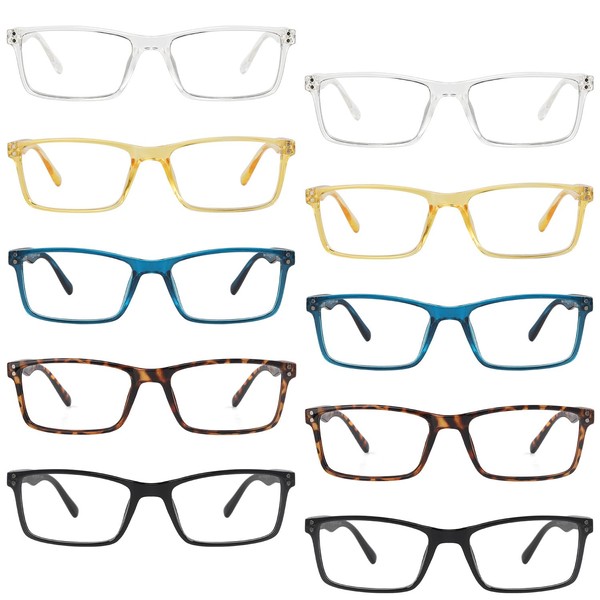 BLUELESS 10 Pairs Retro Reading Glasses for Women Men Classic