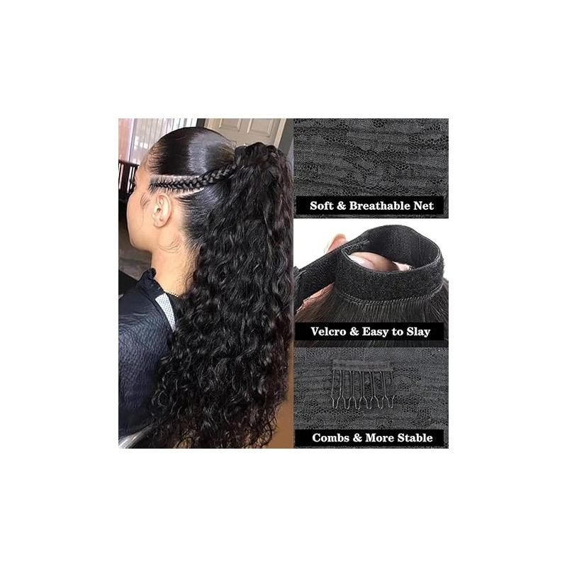 Coleta De Pelo Humano Rizado Con Clip, Extensión De Cabello