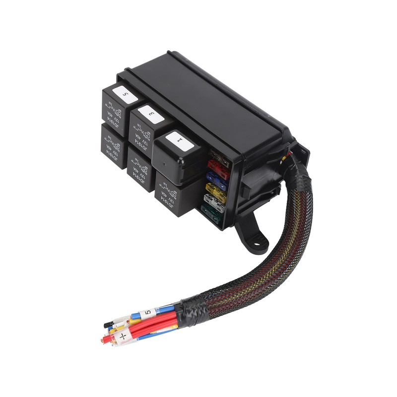 12V Fuse and Relay Box Kit 6Pcs 4 Pin Relays