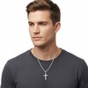 Fiusem Silver Tone Cross Necklace for Men, Beveled Edge Trapezoid