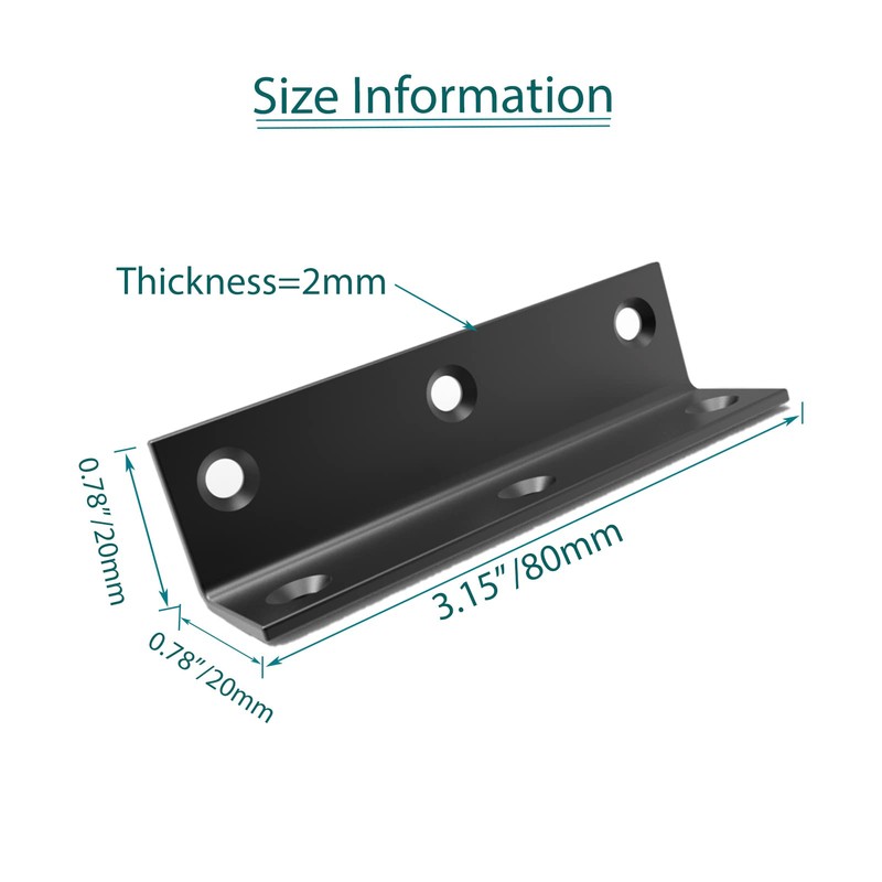 Black Stainless Steel Corner Bracket,L Bracket,Heavy Duty Corner Brace, Large