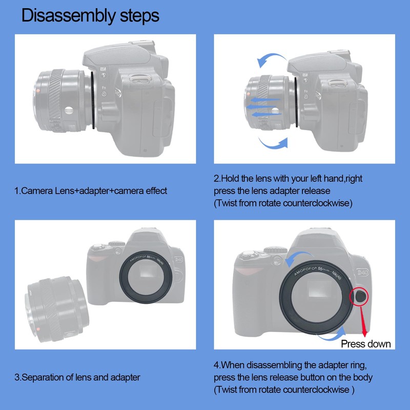 55mm Filter Thread Macro Reverse Mount Adapter Ring, for Nikon