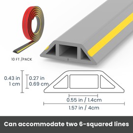 Acesolid 10 FT Self-Adhesive Floor Cable Cover, 1.6" Wide Cord Organizer and Protector for Home, Office, Workshop, and Factory – Durable PVC Cord Hider for Floor Wires (GreyYellow)