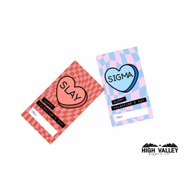 Candy Hearts Slang Words Valentine's Day Cards for School, Gen Alpha Kids, Teens, Tweens, Brain Rot Humor, 2 x 3.5 inches, Set of 24 cards