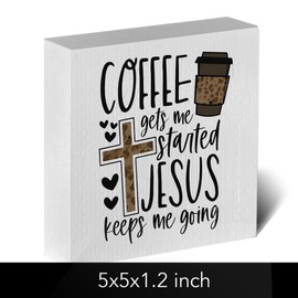 Christian Coffee Table Decor Rustic Desk Decor Coffee Station Accessories Coffee Bar Sign Religious Farmhouse Wood Box Sign Coffee Corner Decor Coffee Bar Supplies Kitchen Sign for Home Shelf Cafe