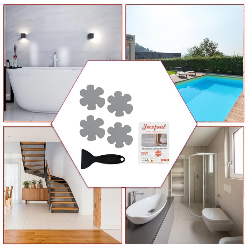 Secopad Bathtub Stickers Non-Slip, 24PCS Safety Shower Treads Adhesive Appliques