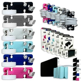 CordBrick 6pk Weighted Cord Holder for Nightstand - Phone Charger Cable Management for Travel - Phone Accessory Stocking Stuffers for Adults - Multipurpose Gift for Home, Office (Assorted)