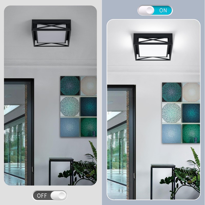 Vloitgol Modern LED Ceiling Light Fixture, 6000K Square LED Flush
