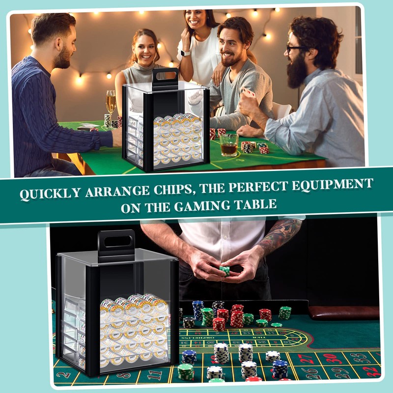 Hiboom 1 Pack Acrylic Poker Chip Case, 1000 Pcs Chips