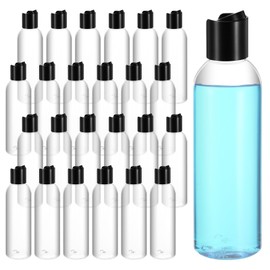 24 Pcs 6.8 oz (200ml) Plastic Empty Bottles Clear PET Refillable Travel Bottles with Disc Top Caps – Leakproof Squeeze Containers for Shampoo, Lotion, Cream & Toiletries