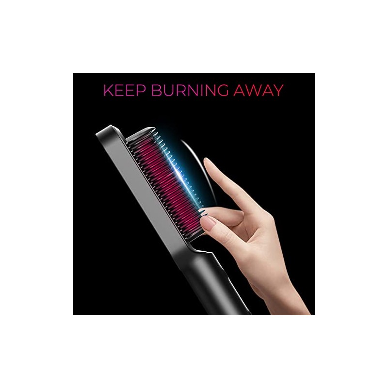 TYMO Cepillo para alisar el pelo, negro mate