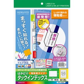 Kokuyo KPC-T692W Label Stickers, Tack Index, 56 Sides, 20 Sheets, Plain