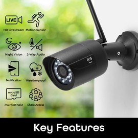 Geeni HD Hawk 2 1080p Outdoor Security Camera, IP66 Weatherproof WiFi Surveillance with Night Vision and Motion Detection, Works with Alexa and Google Assistant, No Hub Required (Black)