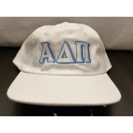 Alpha Delta Pi Brushed Cotton White Hat Cap with White/Lt Blue, VINTAGE NOS