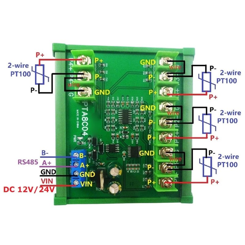 Temperature Sensor Module 4-Channel PT100 RTD Temperature Sensor Board RTU