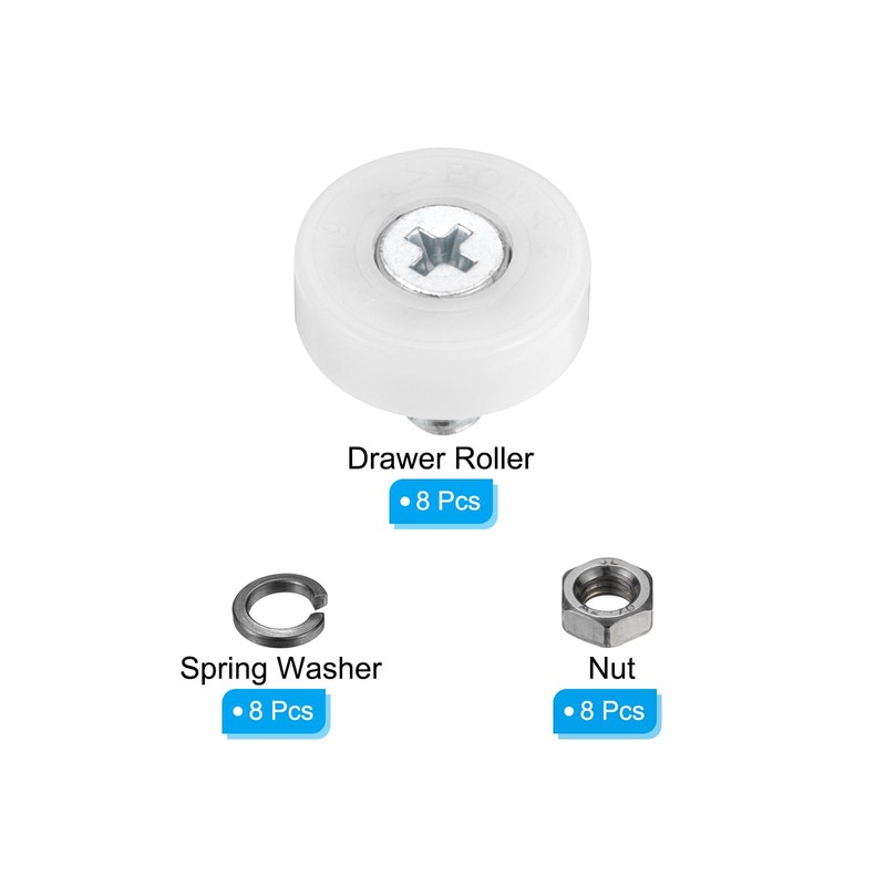 PATIKIL 19mm Drawer Rollers, 8 Set Nylon Positioning Pulleys Small