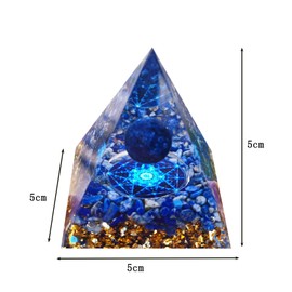 Pyramid Crystal Ball Meditation Crystals Moonstone Resin Crystal Lapis Lazuli Nature Reiki Chakra Crushed Stone Tree of Life Healing Chakra Pyramid Gift for Friends (SJ-3)