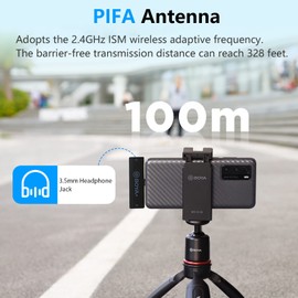 BOYA Wireles Microphone,XM6-S5 USB C Wirele Clip Microphone Portable Transmitter&Receiver for Android Type C Smartphone Podcast Facebook YouTube Vlog Video Recording