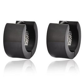 Edforce Stainless Steel Small Hoop Huggie Earrings For Mens Womens (Black)