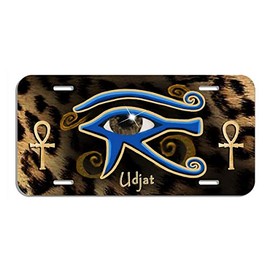 Egyptian Eye Of Ra Leopard Fur Auto Size License Plate Gifts Ladies Men Car Accessories Egypt Sun God Ankh Personalize