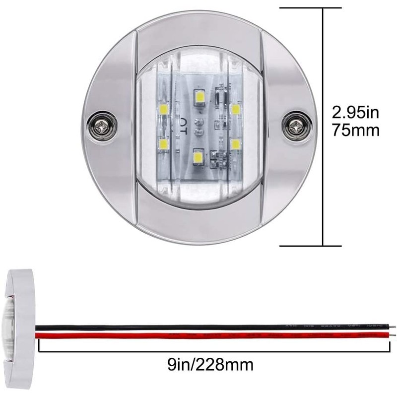 Bkinsety 4 Pack LED Boat Light 12V Round Marine Lamp