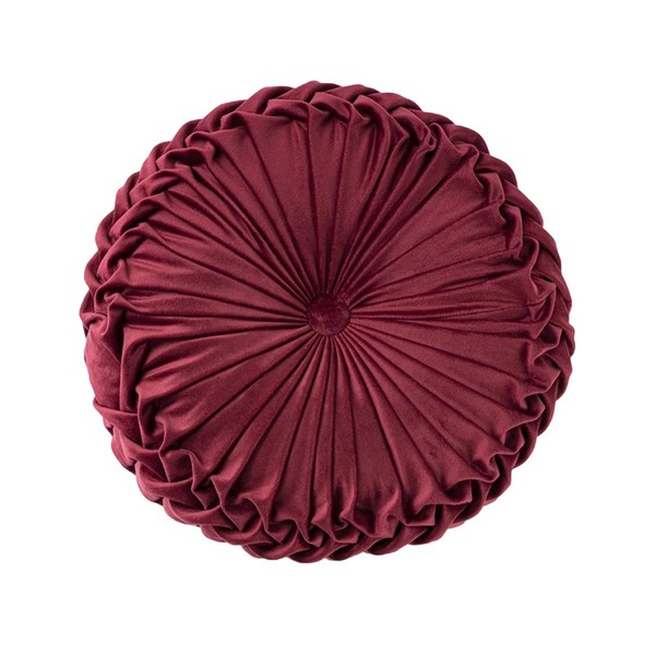 HLOVME Round Velvet Pillow for Couch Small Handmade Decorative Throw