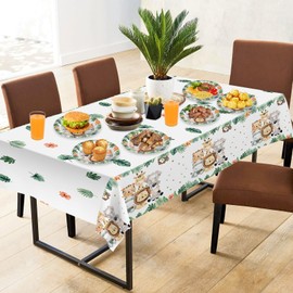2 Pcs Jungle Safari Tablecloth - Plastic Ainmals Party Table Cover, Disposable Rectangle Zoo Animals Table Cloth for Baby Shower Jungle Animal Birthday Party Decorations Supplies Favors, 108x54 Inch