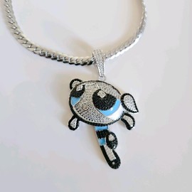 Paloma's Jewelry Cartoon Powerpuff Girls 18k gold plated stainless steel necklace silver color stainless steel necklace for women hip hop - Color: Silver bubble