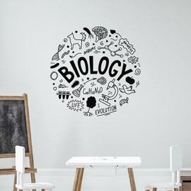 Vinyl Wall Decal Biology Evolution Life Anatomy Genetics Science Stickers Mural Large Decor (g8481) Black