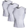 DEVOPS 3 Pack Men's Athletic Compression Shirts Sleeveless (Small, White/White/White)