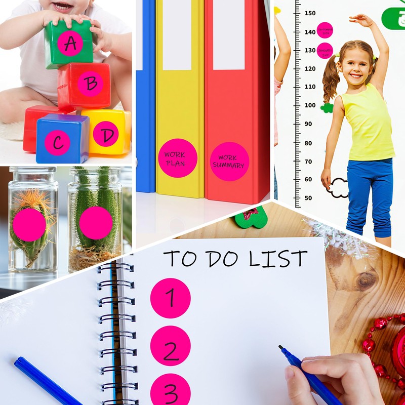 PARLAIM 1000 Pack, Fluorescent Pink Dot Stickers 1 inch Round
