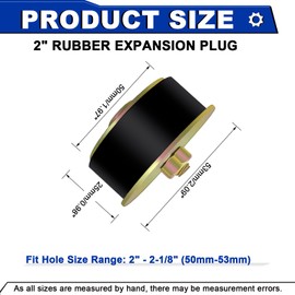 Daptemn 2" Rubber Expansion Freeze Plugs, 3PCS Automotive Engine Expandable Freeze Rubber Plugs Fit Hole: 2" to 2-1/8” (50 mm - 53 mm)