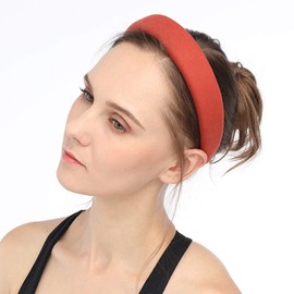 FXQHAN Padded Headbands Velvet Headband Puffy Sponge Thick Headbands Vintage Wide Headband for Women (Pink)