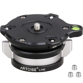 ARTCISE Leveling Base Head Horizontal Tripod Head Low Center of Gravity Ball Head Aluminum Alloy with Bubble Level for DSLR/SLR Cameras Max Load Capacity 22.0 lbs (10 kg)