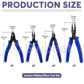 Swpeet 4Pcs 4 Styles Jewelry Pliers Assortment Kit, Bead Crimping Pliers, Wire Cutters Pliers, Split Ring Pliers and Jewelry Memory Wire Cutter Jewelry Making Pliers Tool for Jewelry Making