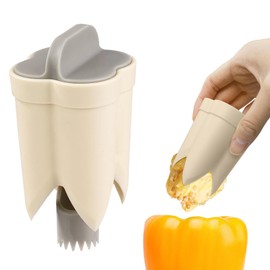 2 in 1 Pepper Seed Corer and Cutter,Quick Seed Removal, A Nice Multifunctional Gadget for Kitchen and Camping,Vegetable Pepper Deseeder Bell Pepper Corer Tool (White)