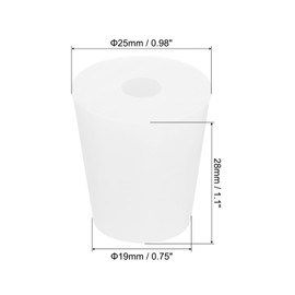 MECCANIXITY Silicone Rubber Tapered Plug 19mm to 25mm Solid Test Tubes Bungs Stopper with Hole White for Lab 6 Pieces