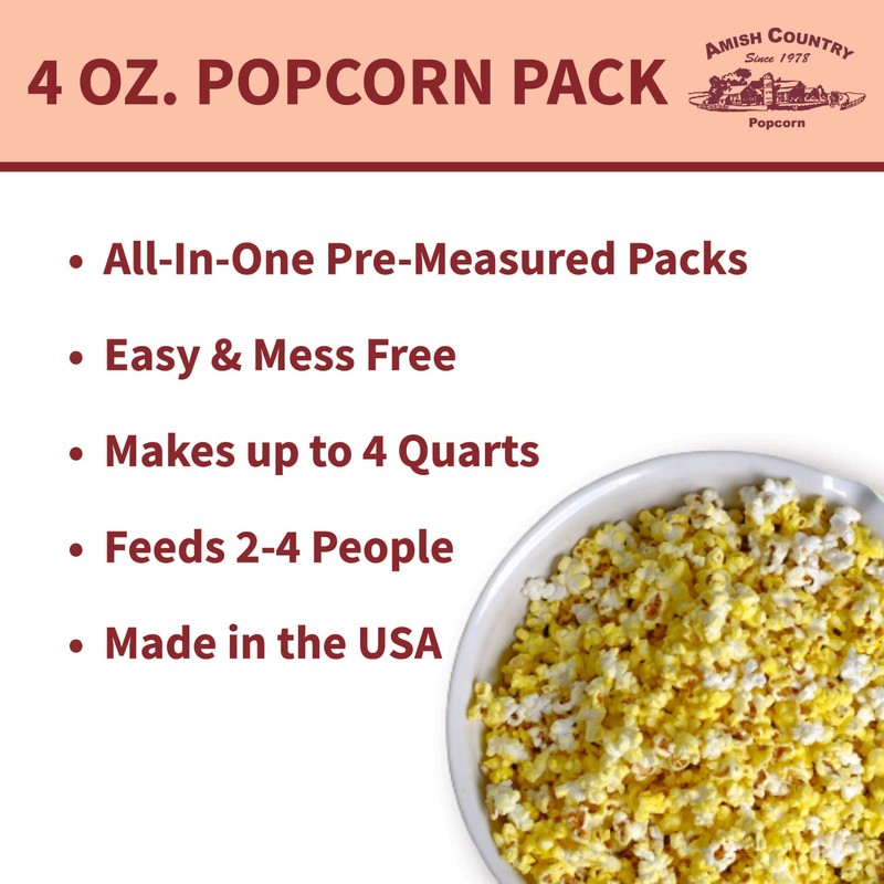 Amish Country Popcorn | All-In-One Medium Yellow Kernel Popcorn Packs