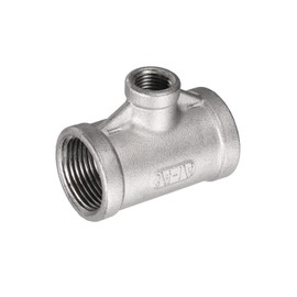 sourcing map Stainless Steel 304 Cast Pipe Fitting 3/4 BSPT x 1/4 BSPT x 3/4 BSPT Female Tee Shaped 3 Way Connector Coupler