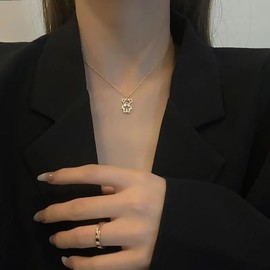 Cimenexe Bohemian Crystal Bear Choker Necklace Gold Cz Paved Bear Pendant Necklace Small Hollow Bear Collar Necklace Minimalist Bear Chain Necklace Jewelry for Women and Girls Gifts