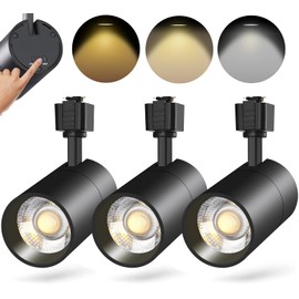 VANoopee 3-Color 20W J Type Track Lighting Heads Dimmable Bright LED Track Lighting Fixtures for Accent Task Ceiling Track Light Pack of 3-3000K 4000K 5000K Flicker Free CRI90+ 36° 2000lm Black