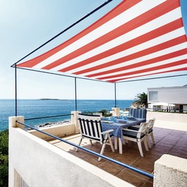 ColourTree Square 12' x 12' Red & White Stripes Sun Shade Sail Canopy UV Block Rectangle - Commercial Standard Heavy Duty - 190 GSM - 3 Years Warranty