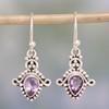 NOVICA Artisan Amethyst Dangle Earrings and Sterling Silver Teardrop from
