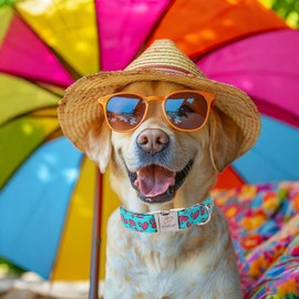 Babole Pet Summer Dog Collar, Cool Flamingo Float Pet Collar with Metal Buckel, Durable Adjustable Designer Dog Collars for Small Medium Large Dogs XL