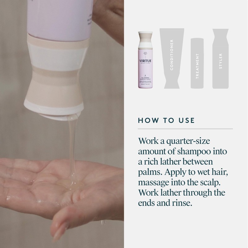 VIRTUE Full Sulfate Free Volumizing Shampoo Thickens Hair, Safe for