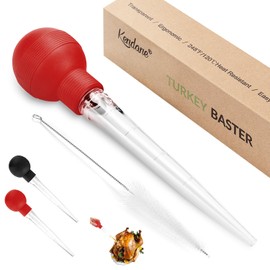 Kendane Turkey Baster With Cleaning Brush, Baster Syringe for Home Baking and Roaster Turkey, Include Detachable Food Grade Bulb with Double Scales for BBQ Grill Baking Kitchen Cooking，RED