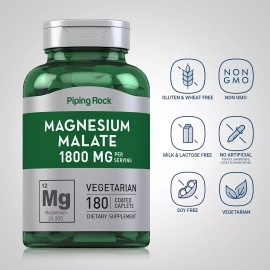 Magnesium Malate Malato De Magnesio 1800 Mg Apoya La Producción De Energía Y Músculos Saludables
