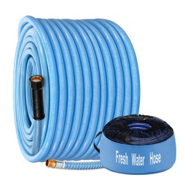 Kohree 75FT Upgraded RV Water Hose with Storage Bag, 5/8" Premium Drinking Water Hose, Leak Free, No Kink, Reinforced PVC Design w/Strain Relief Ends, Flexible Garden Hose for RV, Camper, Truck - Blue