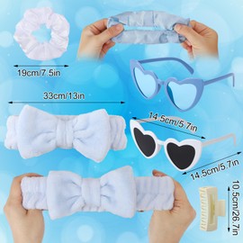 Hokoad Bridesmaid Proposal Gifts, Sleepover Party Supplies for Girls 32 Pcs Include 8 Spa Headbands 8 Scrunchies Ties 8 Sunglasses 8 Claw Clips Wedding Bachelorette Favors (Dusty Blue, Free Size)