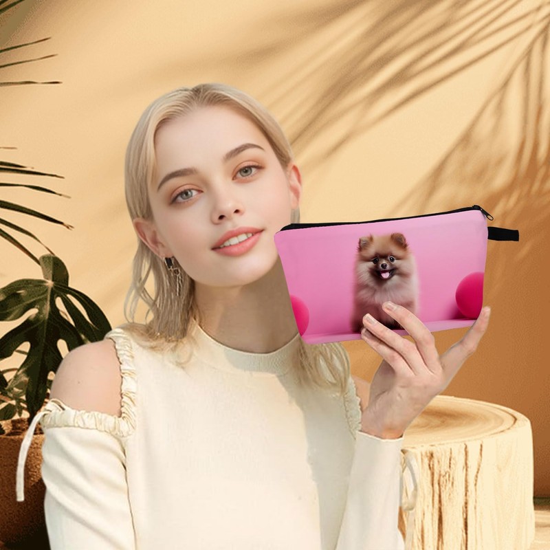 MoCaliduccious Pomeranian Makeup Bag for Women Travel Cosmetic Organizer Bag